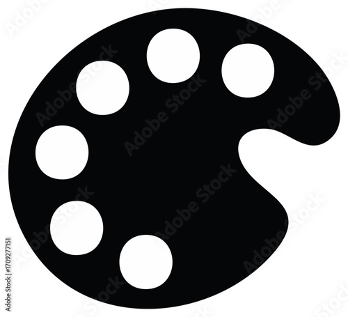 Artist paint palette silhouette icon, a simple black vector graphic for creativity and design