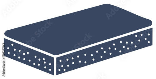 Icon illustration of a porous rectangular block with rounded edges in dark blue color