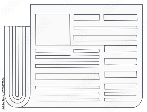 Sketch of a Newspaper Page with Articles and Headlines