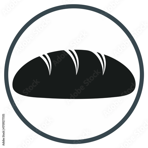 Loaf of bread silhouette icon in a circle Simple flat vector symbol for bakery food and nutrition