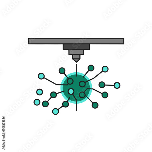 This striking graphic icon features a secure test tube filled with blue liquid, symbolizing robust protection and reliable scientific research for health and safety.