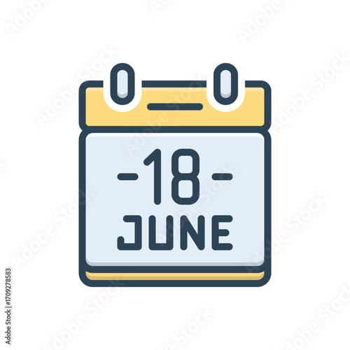 Color illustration icon for 18 june