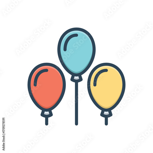 Color illustration icon for balloons