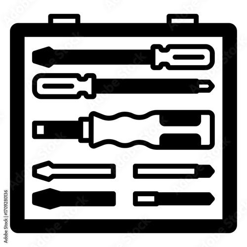 Screwdriver Set in Toolbox Outline Icon