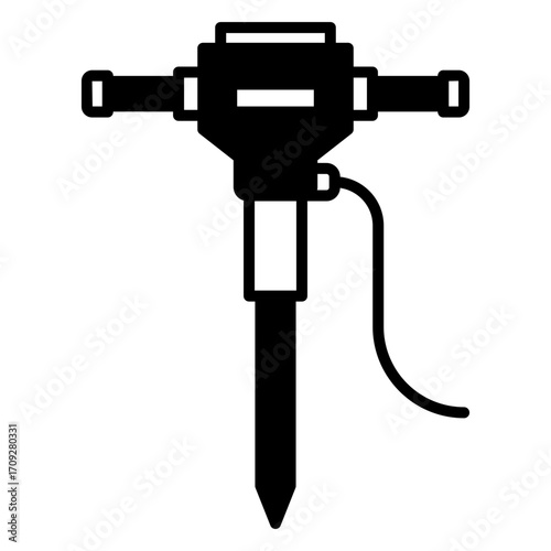 Jackhammer Vector Icon: Heavy Construction Tool Illustration
