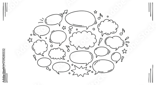 Dynamic speech bubble collection for creative communication, brainstorming, and idea sharing in modern design