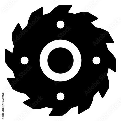 Saw Blade Silhouette with Teeth and Holes