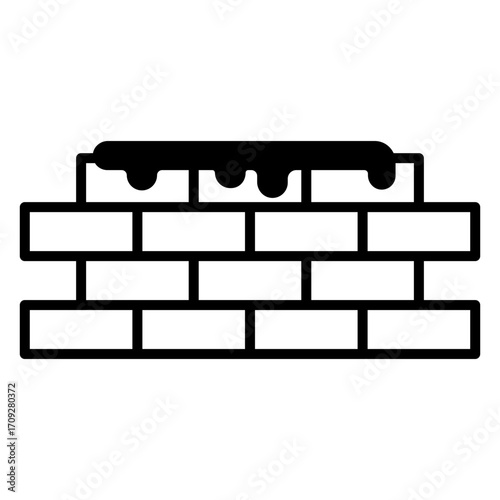 Brick Wall with Tar Icon: Construction and Building Symbol