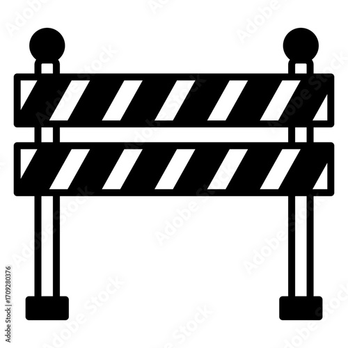 Road construction barrier with stripes