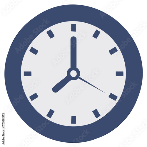 Clock face illustration with hour and minute hands showing time
