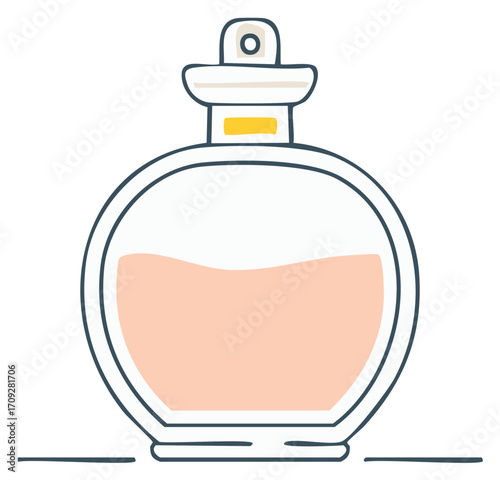 Charming Perfume Bottle Icon Filled with Pink Fragrance for Cosmetic Product Concept
