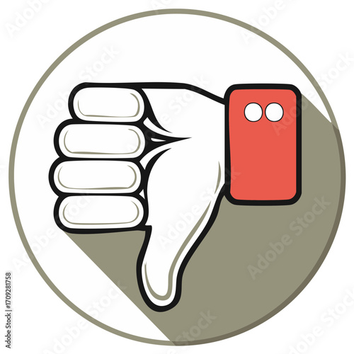 Thumbs Down Hand Gesture Icon Showing Dislike Rejection and Negative Feedback