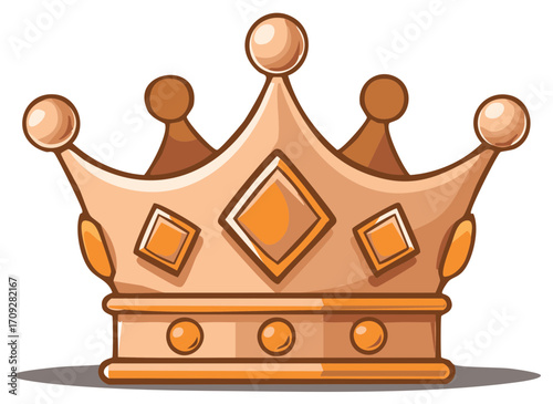 Illustrated Cartoon Golden Crown with Ornaments for Royalty or Achievement Celebration