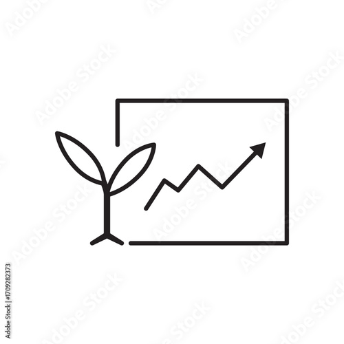 ESG investing icon vector with plant and growth chart. Perfect for sustainable finance, ethical investing, green portfolio, responsible investment, corporate governance, and eco-friendly strategies.