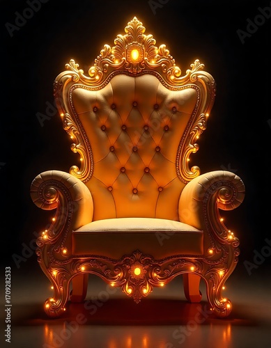 Luxurious golden royal throne chair design high resolution image