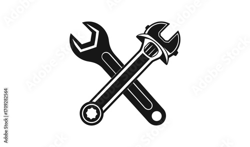 Two crossed wrenches symbolizing mechanical work and repair