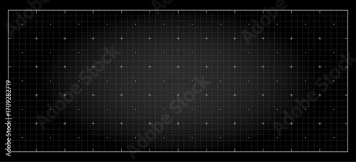 Blueprint black graph. Black grid for motion graphic, VFX tracking markers and video effects. Vector Illustration.