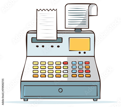 Classic Cash Register with Receipts and Keypad