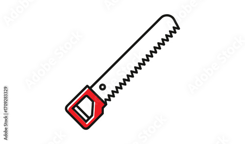 Hand saw tool with red handle