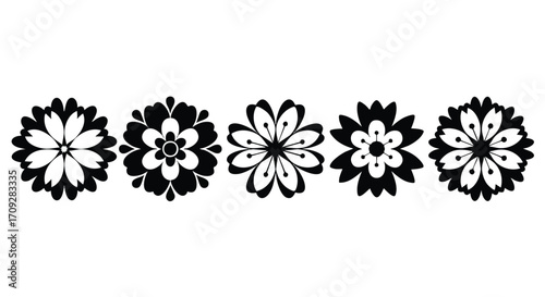 Elegant monochrome floral designs create a sophisticated and modern decorative element for any project