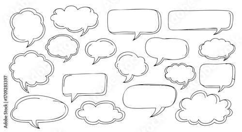 Blank speech bubbles and thought clouds for creative expression and communication ideas