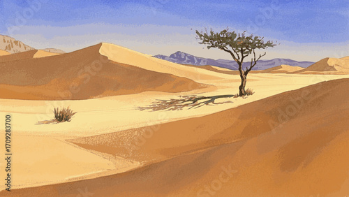 Gilded Dunes Golden Desert isolated watercolor vector illustration svg