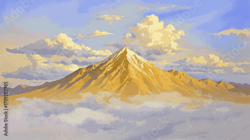 Gilded Peak Golden Mountain isolated watercolor vector illustration svg