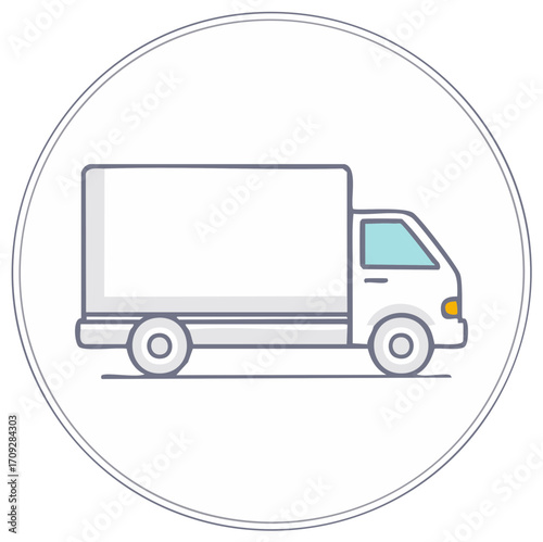Delivery Truck Graphic in Minimalist Style for Logistics and Transportation