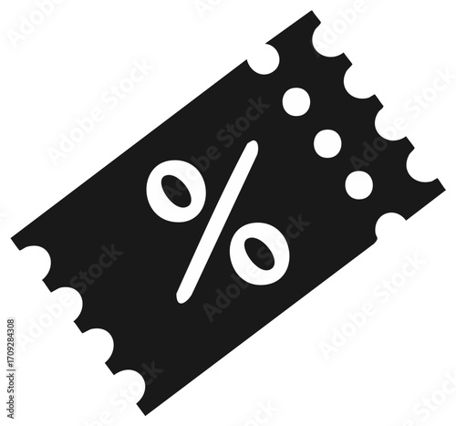 Percentage sign on a coupon ticket icon for discount, sale, and promotion concepts