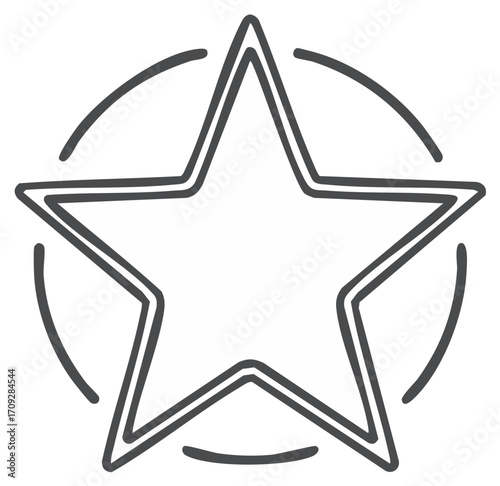 Clean outlined five point star icon with circular accents, modern symbol of best quality or premium achievement.