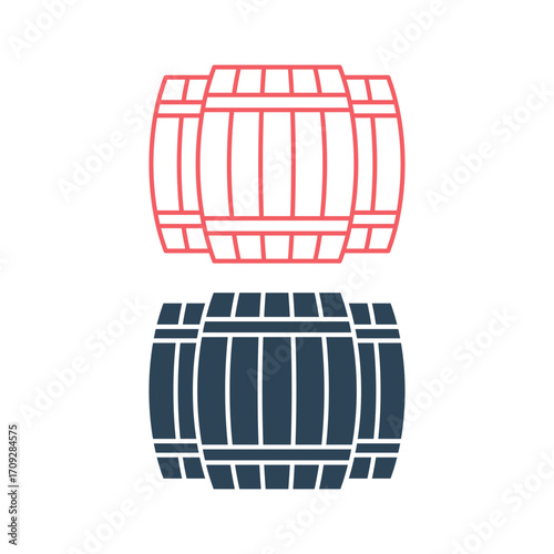 Wood Barrel vector illustration icons set