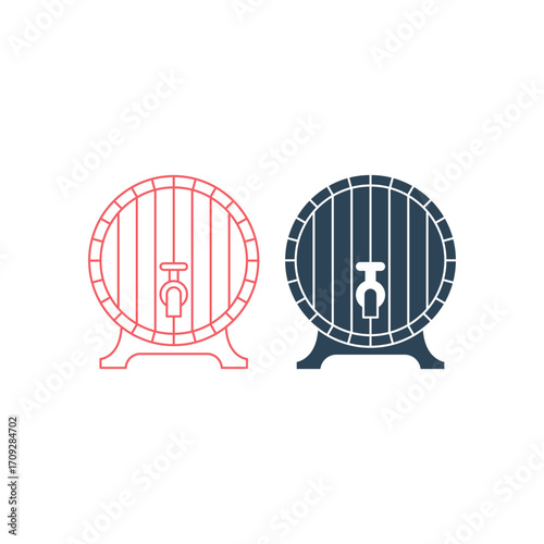 Wood Barrel vector illustration icons set