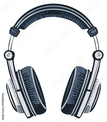 Clean contemporary vector headphones graphic for immersive music listening and audio experiences