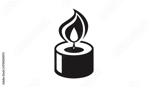 Simple black and white illustration of a burning candle