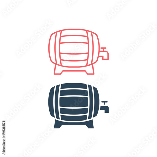 Wood Barrel vector illustration icons set
