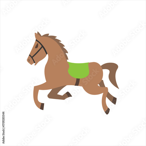 Running horse isolated on white background. 