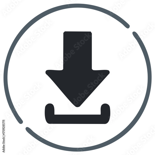 Download Symbol in Circle Flat Vector Icon for UI UX Design Applications