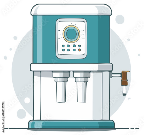 Stylish Cartoon Water Filter System with Digital Display and Two Output Nozzles