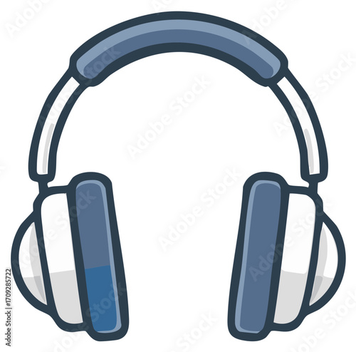 Simple vector illustration of blue over-ear headphones. Audio equipment icon for music and sound.