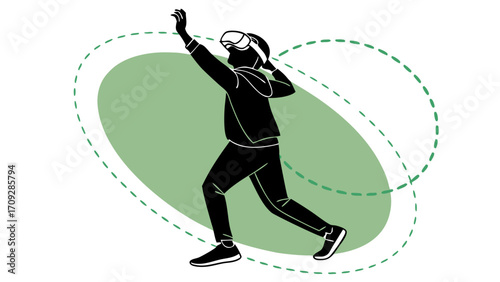 Silhouette of a Person Immersed in Virtual Reality Experience