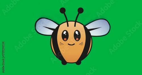 Blue glow starting bee rotating pulsing aura fluttering wings presenting it on transparent backdrop
