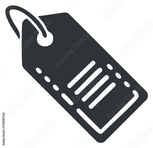 Isolated Retail Price Tag with Dashed Border and Lines Ready to Write on for Products and Inventory