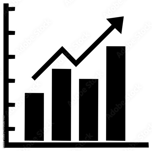 Ascending bar chart illustration shows business growth financial trend progress