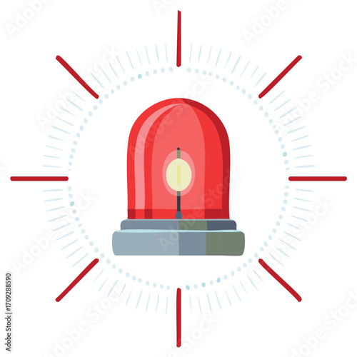 Red emergency siren illustration with dotted lines for urgency and warning