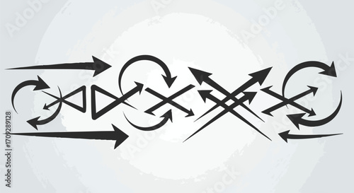 Dynamic arrow graphics showcase direction, progress, and complex pathways for innovative concepts