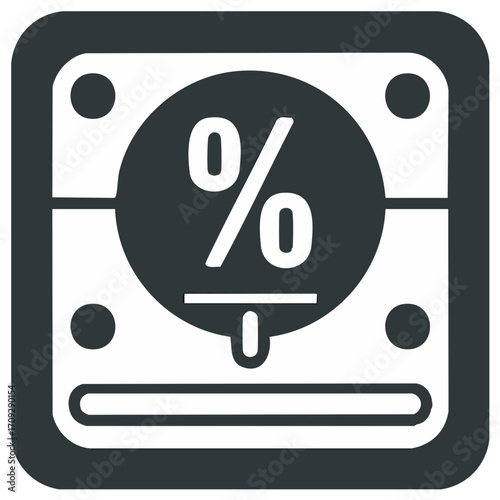 Percentage Sign Graphic with Round Dots Minimalist Design in Black and White