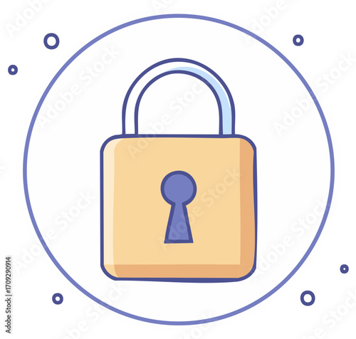 Cartoon Padlock Icon for Digital Security and Privacy Protection Illustration