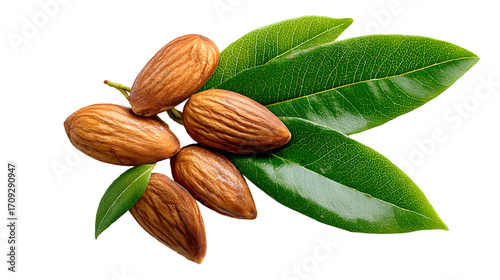 Almond nuts isolated on a wooden background. Almonds are a healthful food. Locally in Bangladesh, it is called Kath Badam.