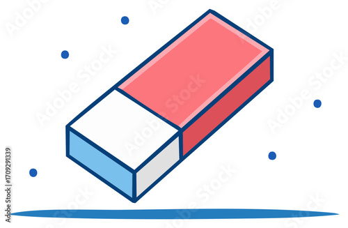 Vector line art icon of a school eraser correcting a mistake on paper