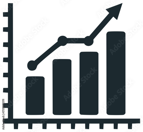 Business graph showing financial growth and success with rising arrow